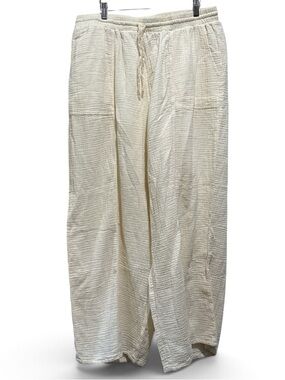 Wide Leg Drawstring Pants in Light Cream #744